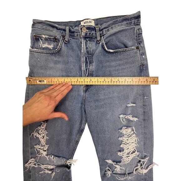 AGOLDE 90s Organic Cotton Distressed Straight Leg High Rise Jeans 27 - Picture 9 of 16